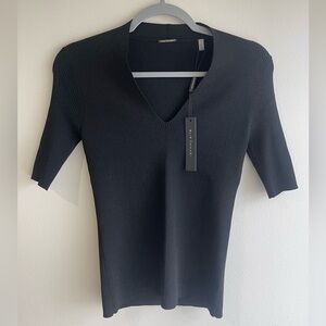 Elie Tahari Noir Ribbed Knit Top